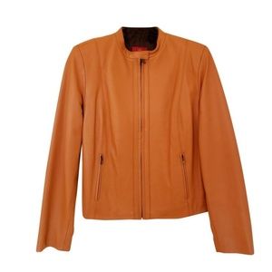 Cole Haan Tangerine Racer Leather Jacket (NWT)